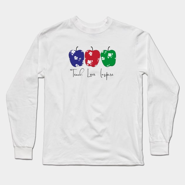 Teach, Love, Inspire with apples Long Sleeve T-Shirt by Anines Atelier